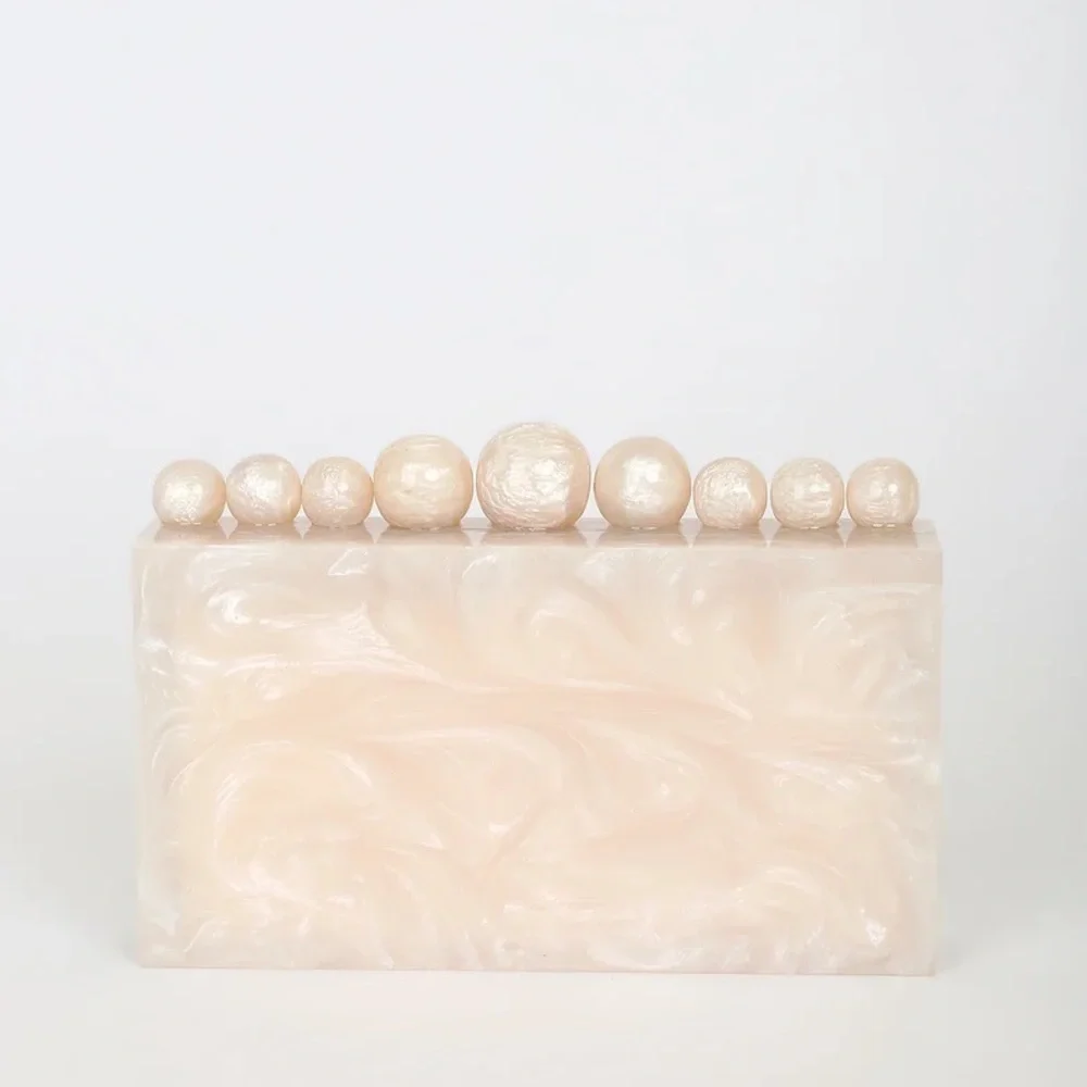 Cream Marble “On The List” Acrylic Box Clutch Purse 🌿 - Picture 9 of 10